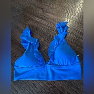 NWOT Aerie Swim Triangle Bikini Top Size Medium Blue J Crew L Space